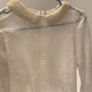 ZARA vintage oyster white blouse